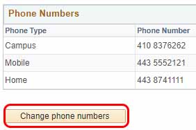 shows phone numbers table with change phone numbers button highlighted