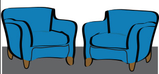 illustration of two blue chairs