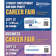 UBalt Students - and Alumni, Too: Start the Semester with On-Campus Career Fairs, Sept. 12, 13