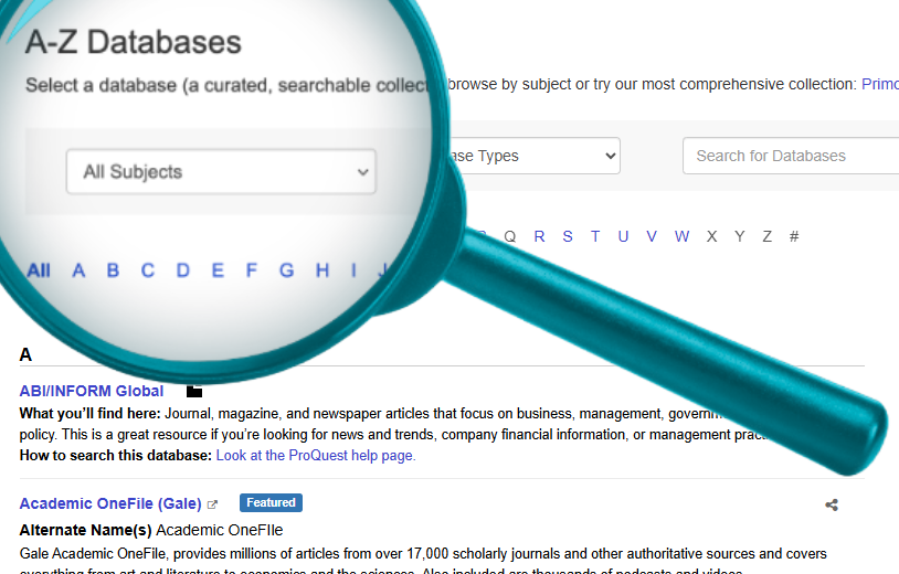 Image of database frontpage
