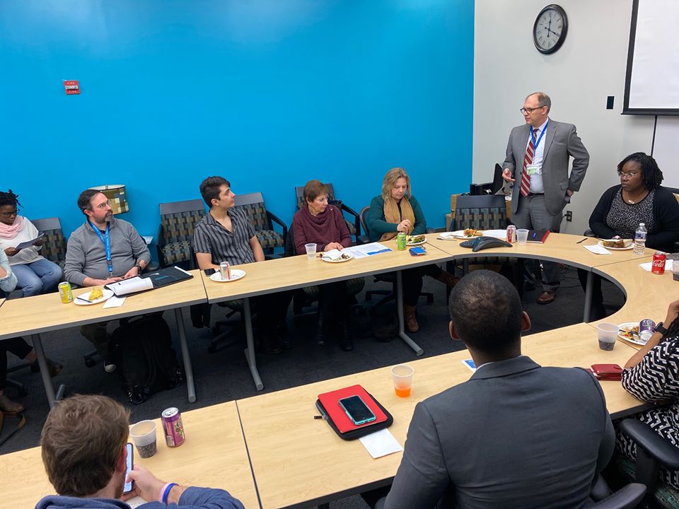 Dean Roger Hartley shares the history of the Community Development Fellowship Program with the newest Fellows.