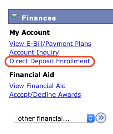 Click link to direct deposit enrollment