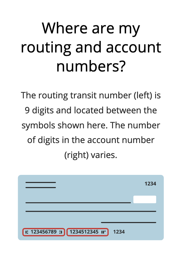 bank account information requires you to enter your 9 digit routing transit number