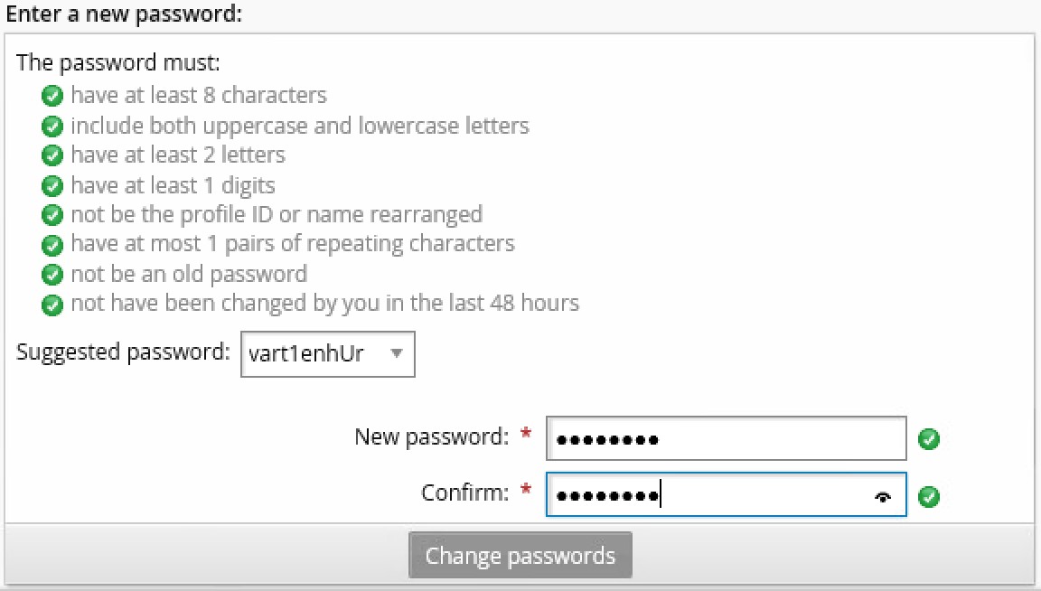 password reset option new 2/27/21