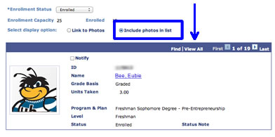 image showing student info and view all option