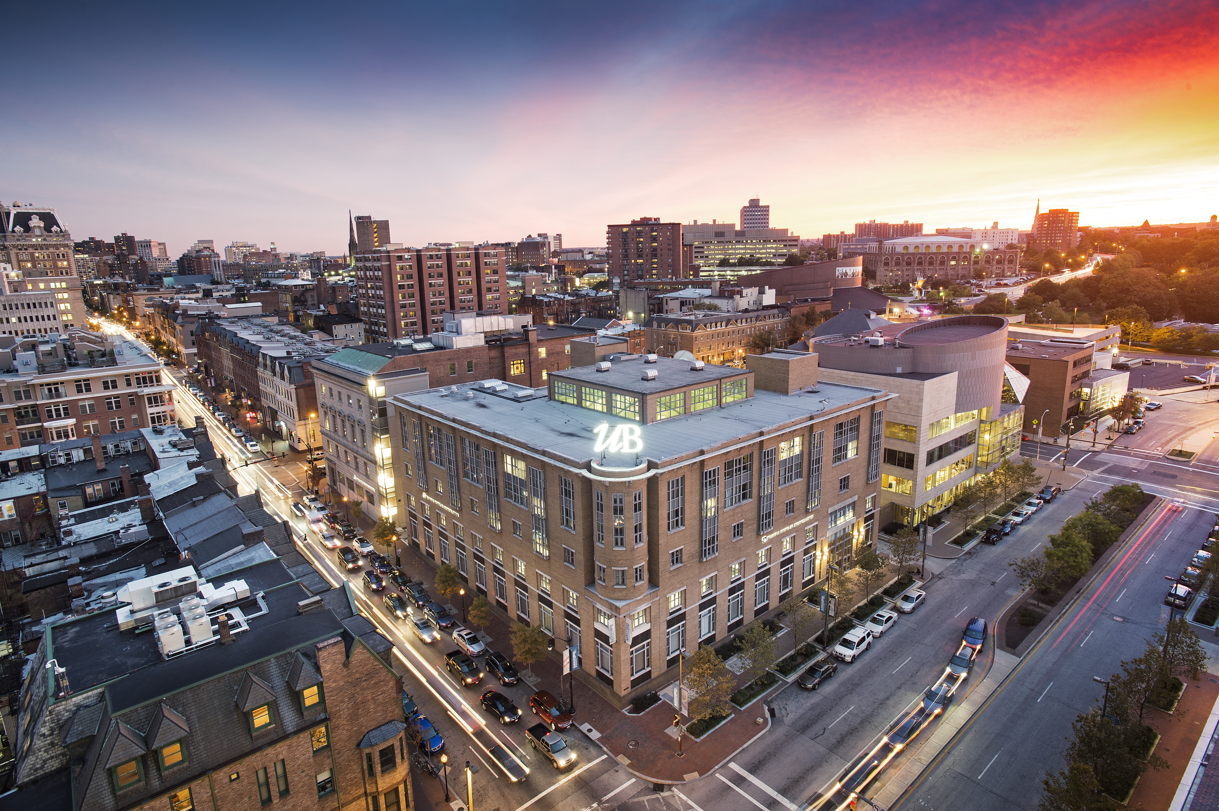 The University of Baltimore Business Center during Sunrise