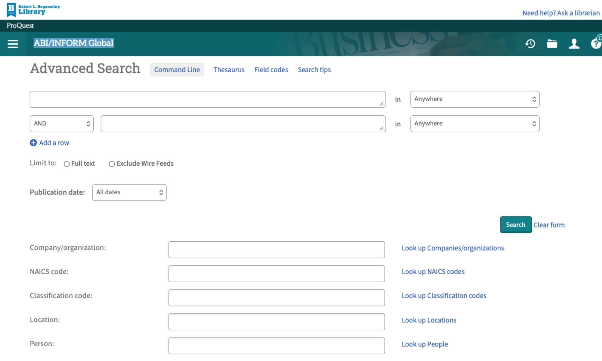 ABI Search Page