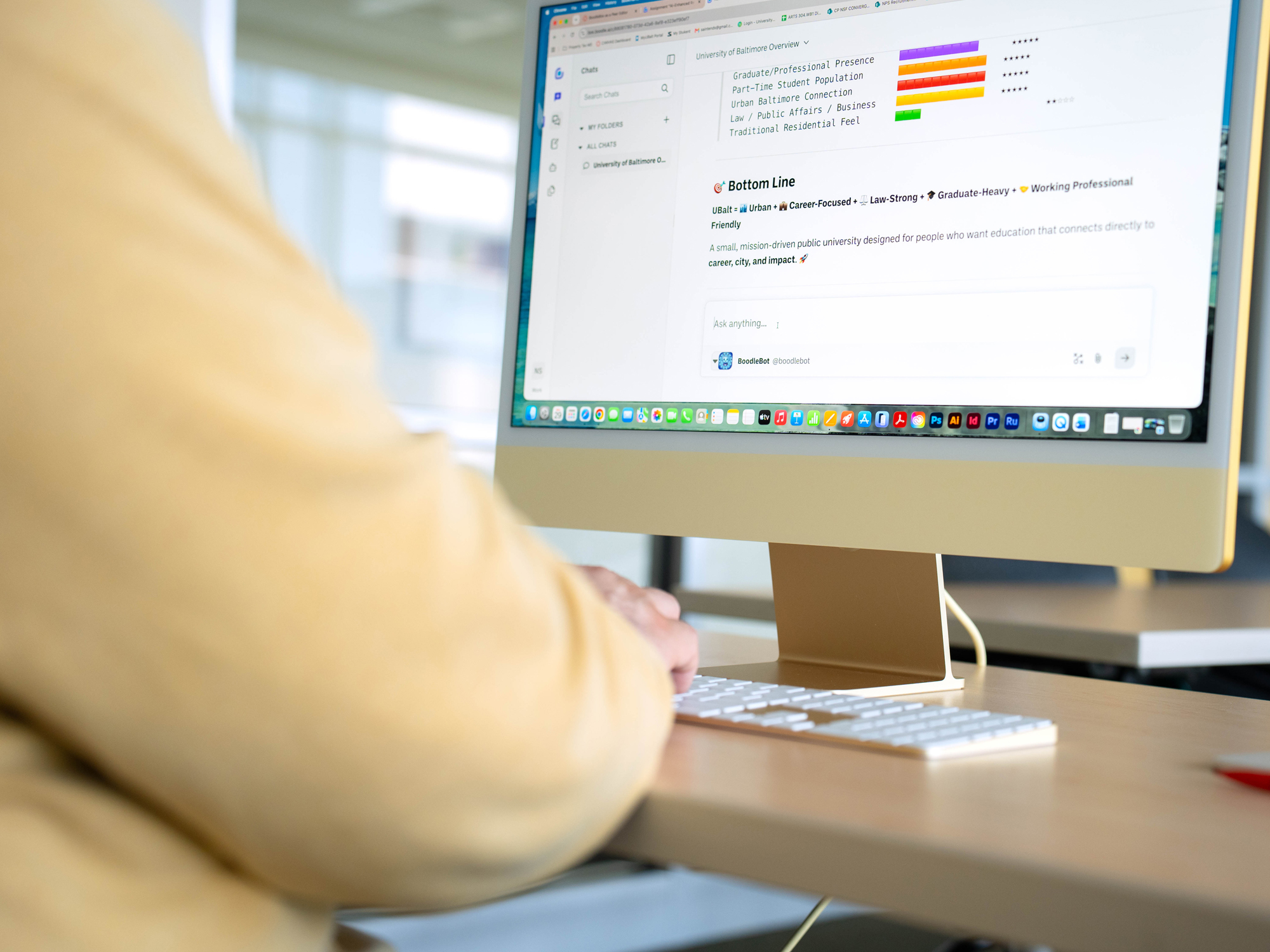 student using a AI tools on a library computer