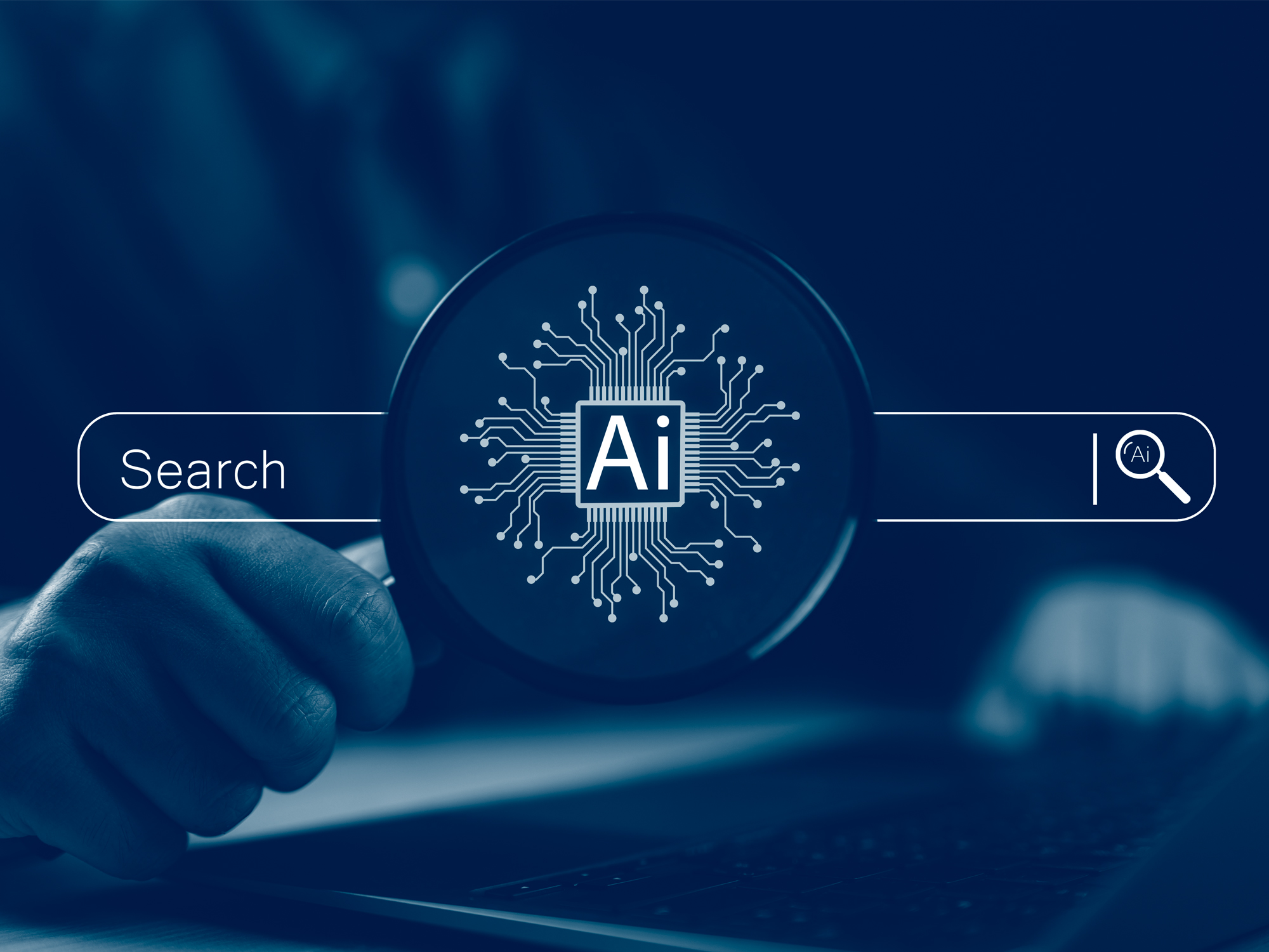 a representation of a computer chip and the letters AI 
