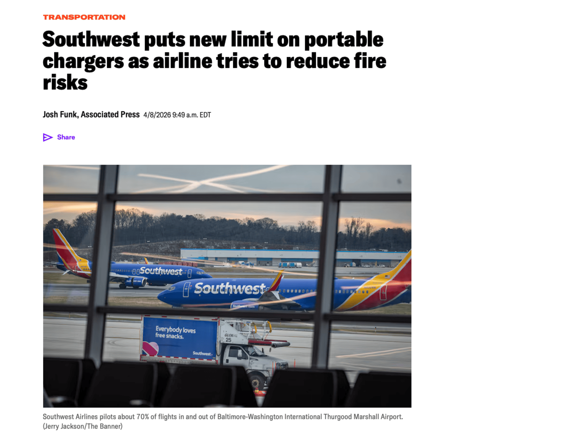 Example of a Baltimore Banner article