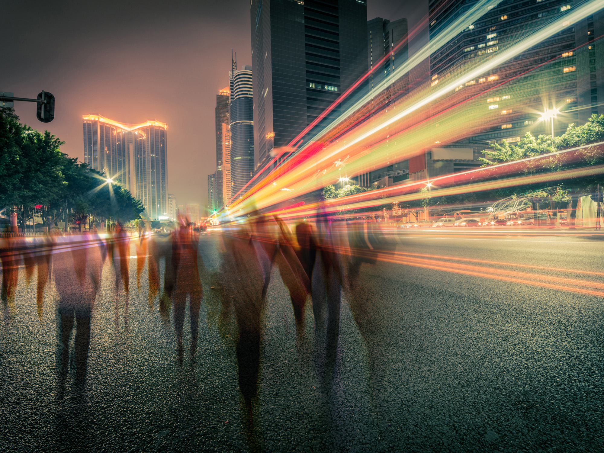 Graphic of a fast-paced city