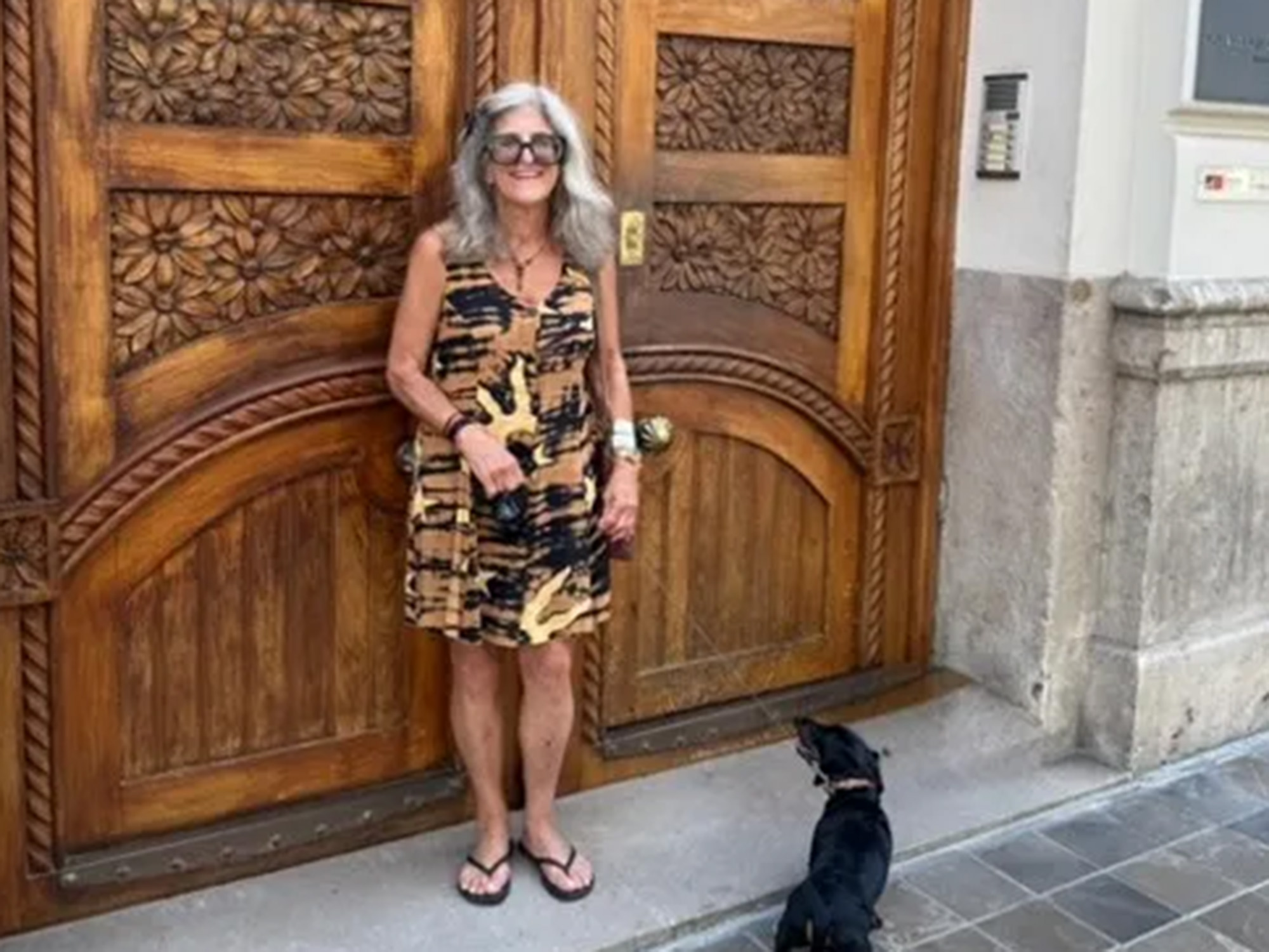 Photo of Marion Winik on a street in Spain 
