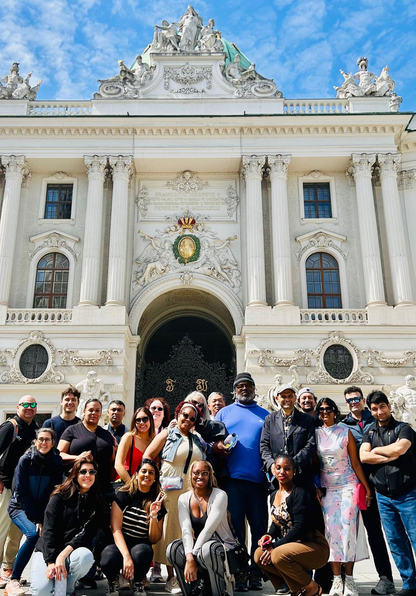 The traveling group of students poses for a photo in Vienna.