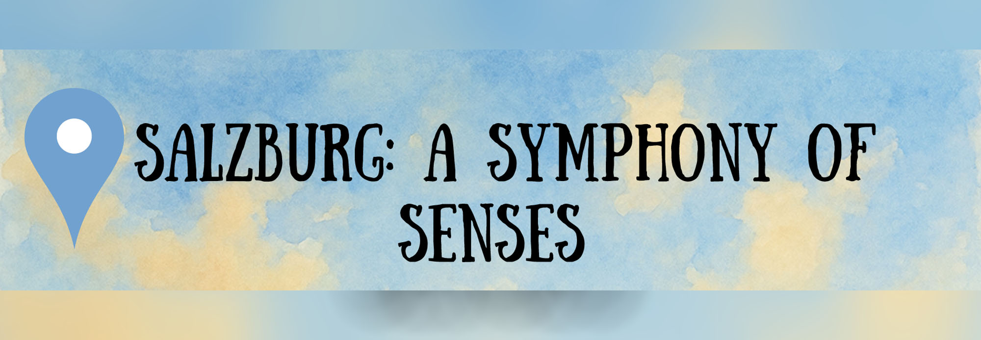 A sky-painted graphic serves as the background for this section intro, text overlay says Salzburg