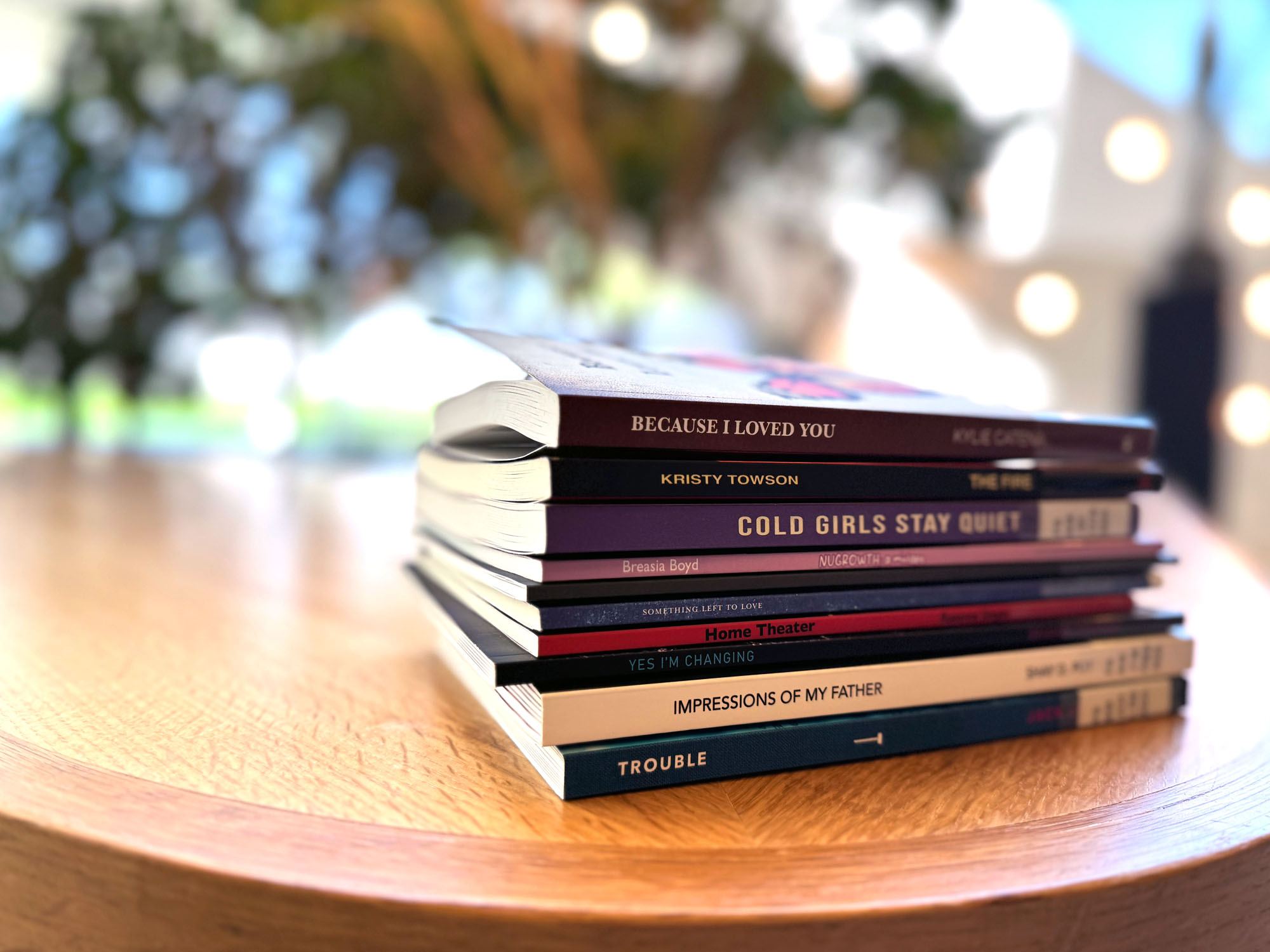 a stack of books on a table