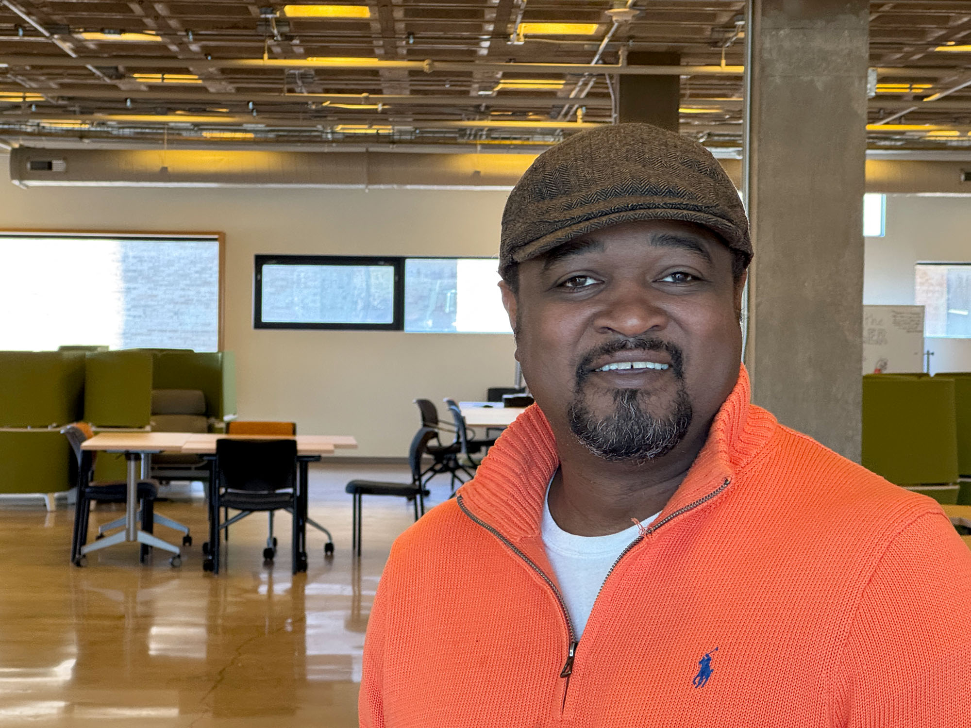 Quinyardo McClain poses in the UBalt library.