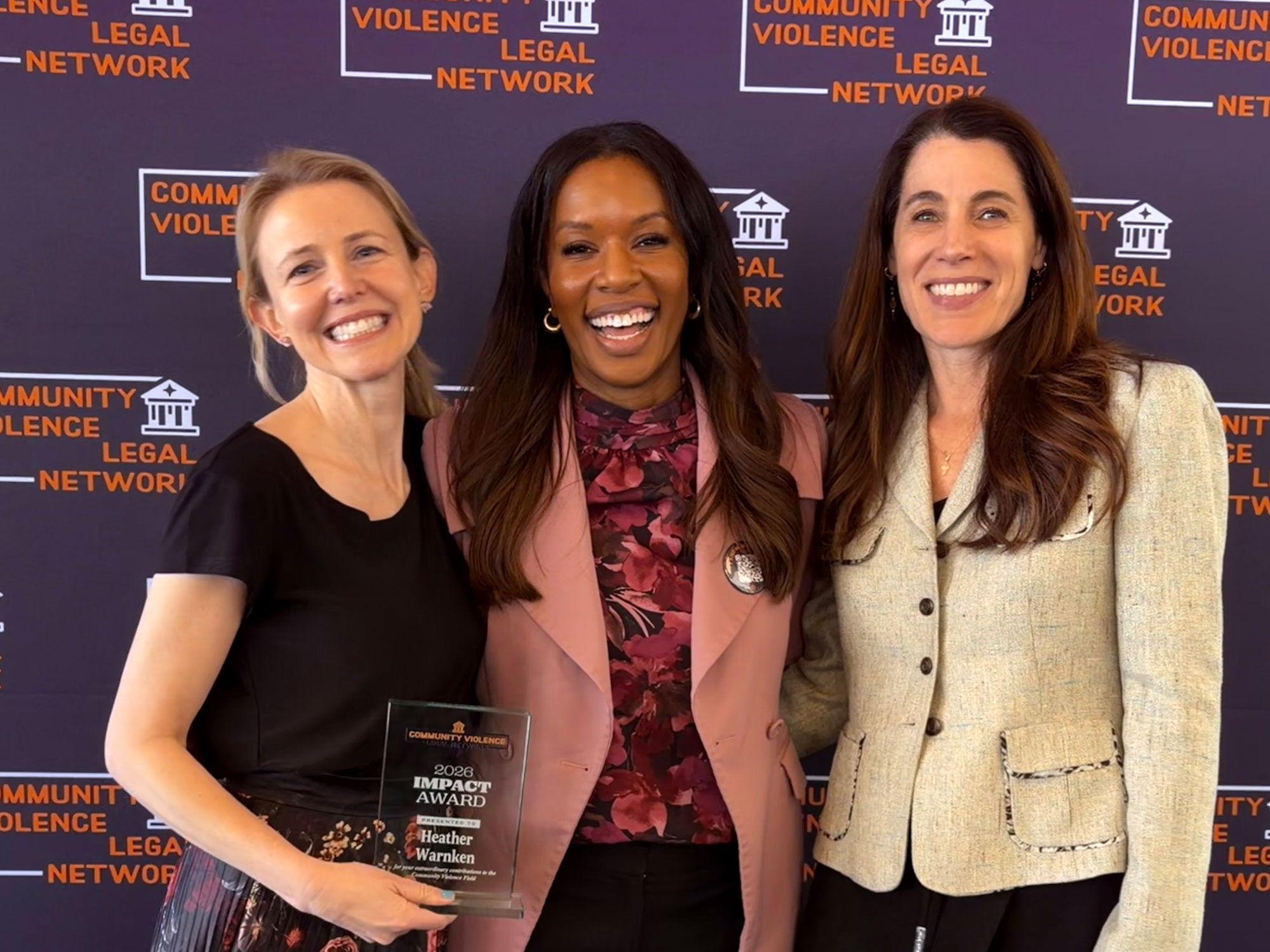 From left, Heather Warnken, Amber Goodwin, CVLN Co-founder, and Robyn Thomas, CVLN Co-founder.
