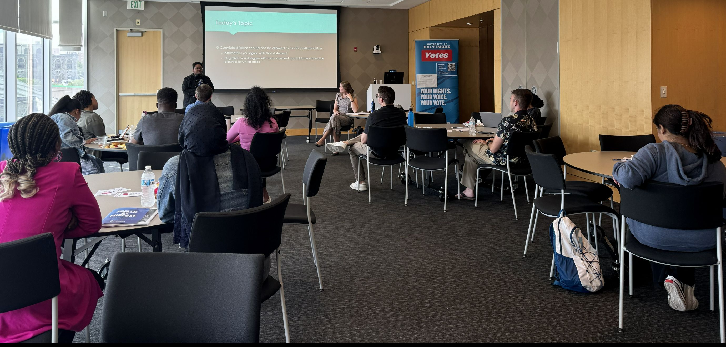 students at debate event