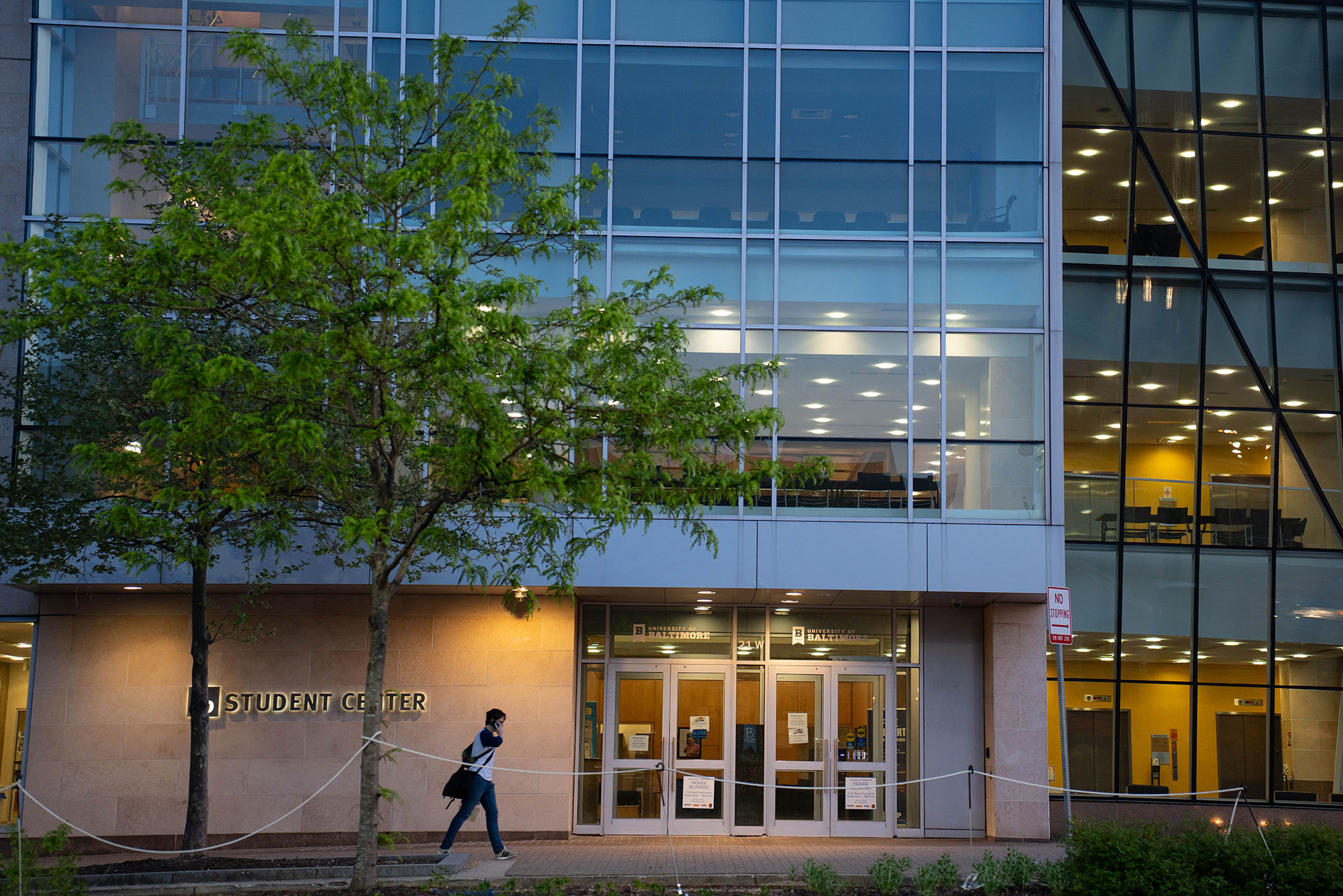 Student walking on campus