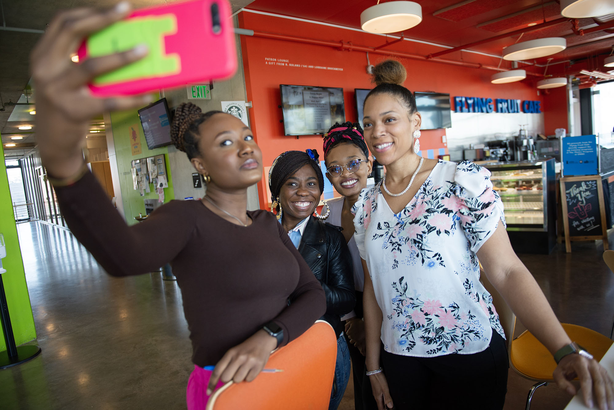 A group of students taking a selfie