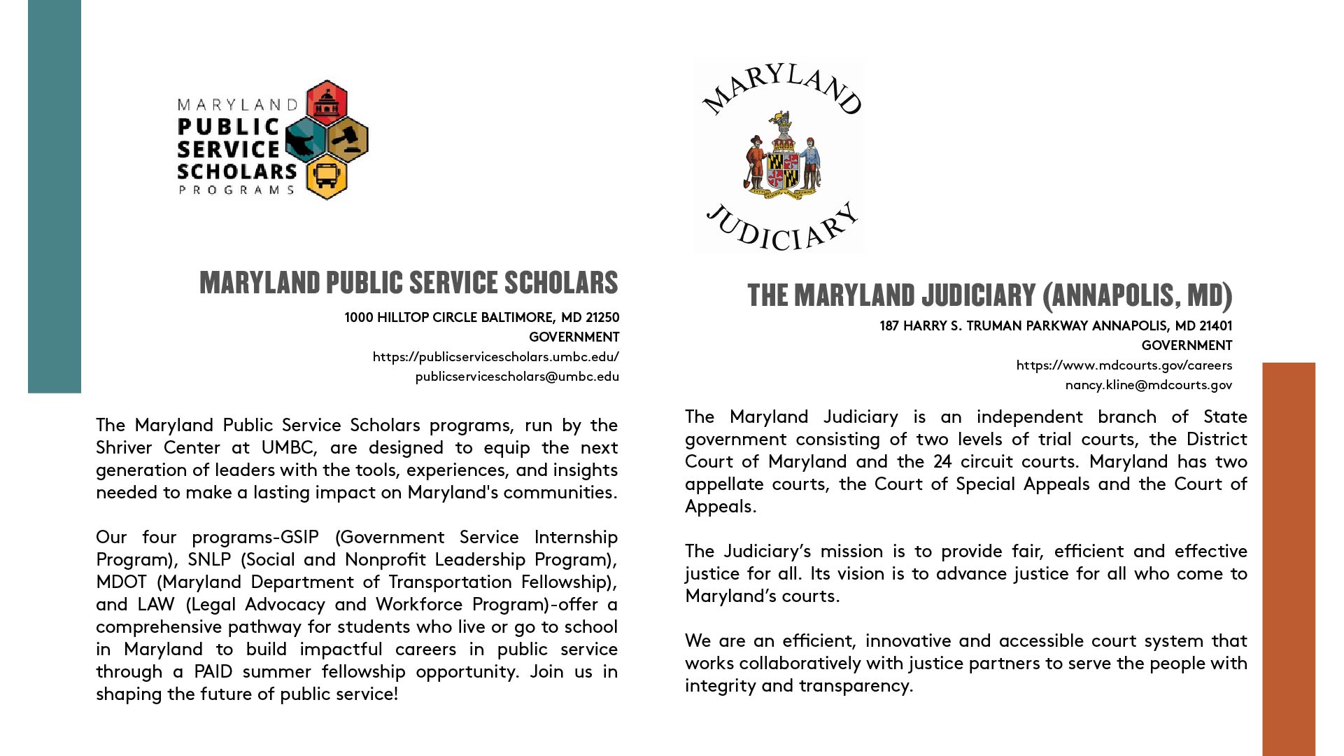 MARYLAND PUBLIC SERVICE SCHOLARS | THE MARYLAND JUDICIARY (ANNAPOLIS, MD)