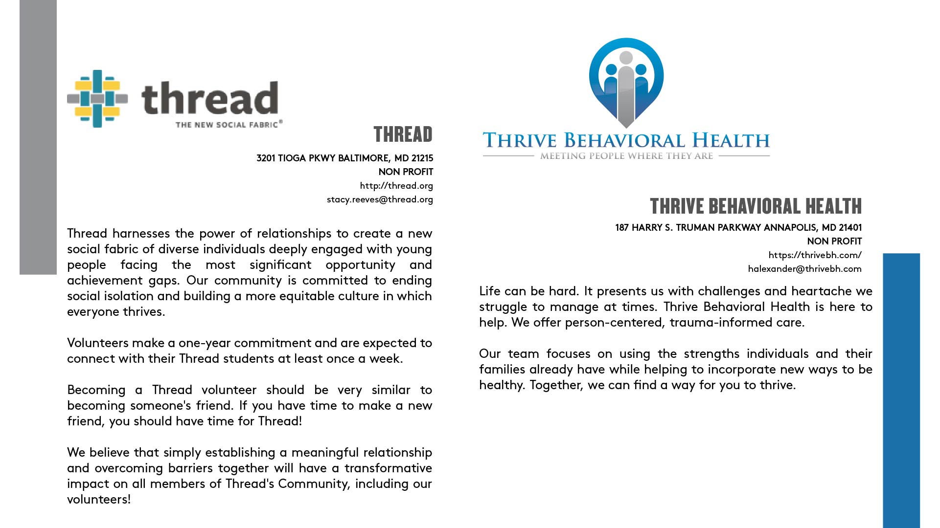 THREAD |  THRIVE BEHAVIORAL HEALTH