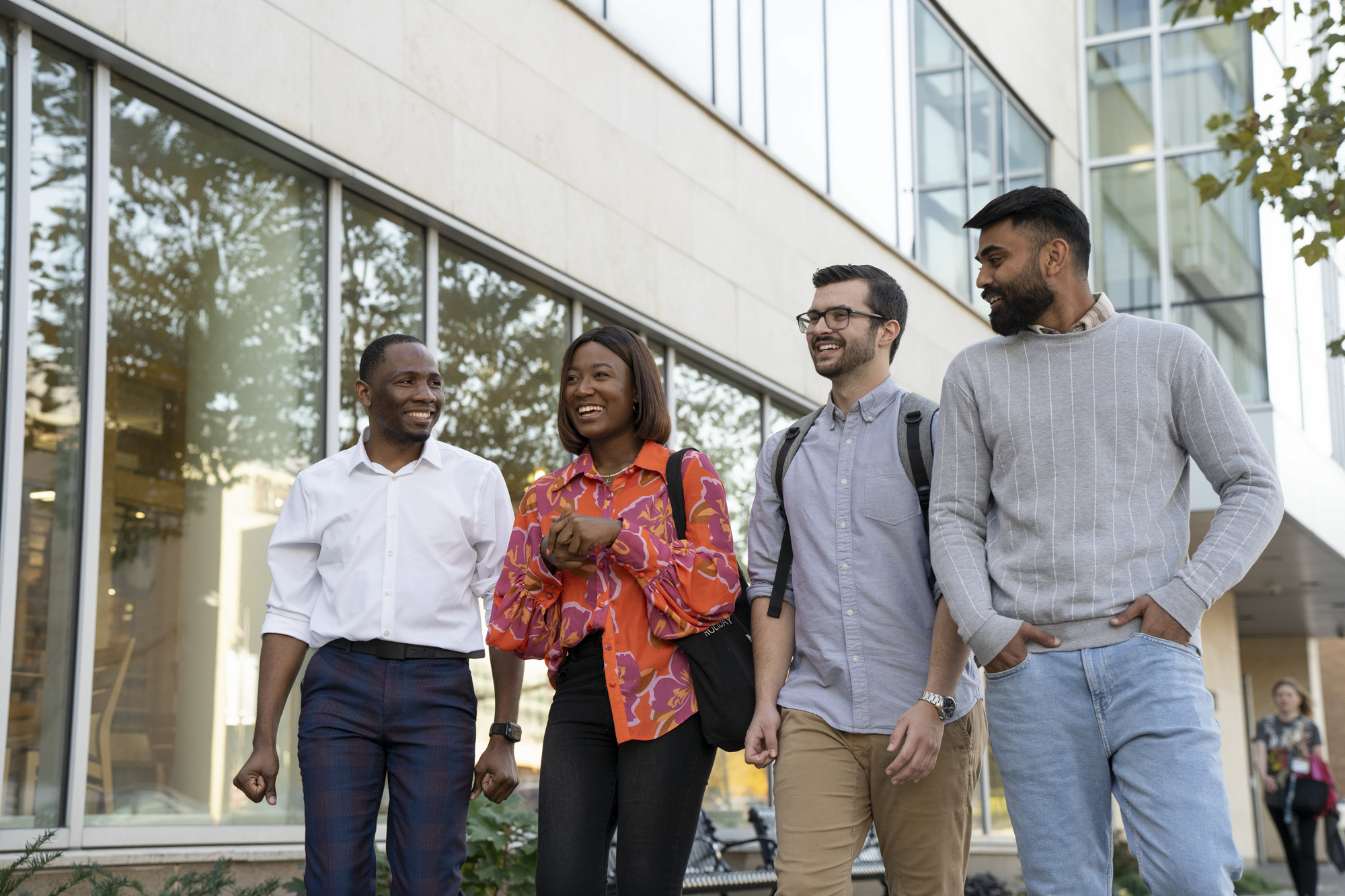 School of Business students walking on the University of Baltimore campus