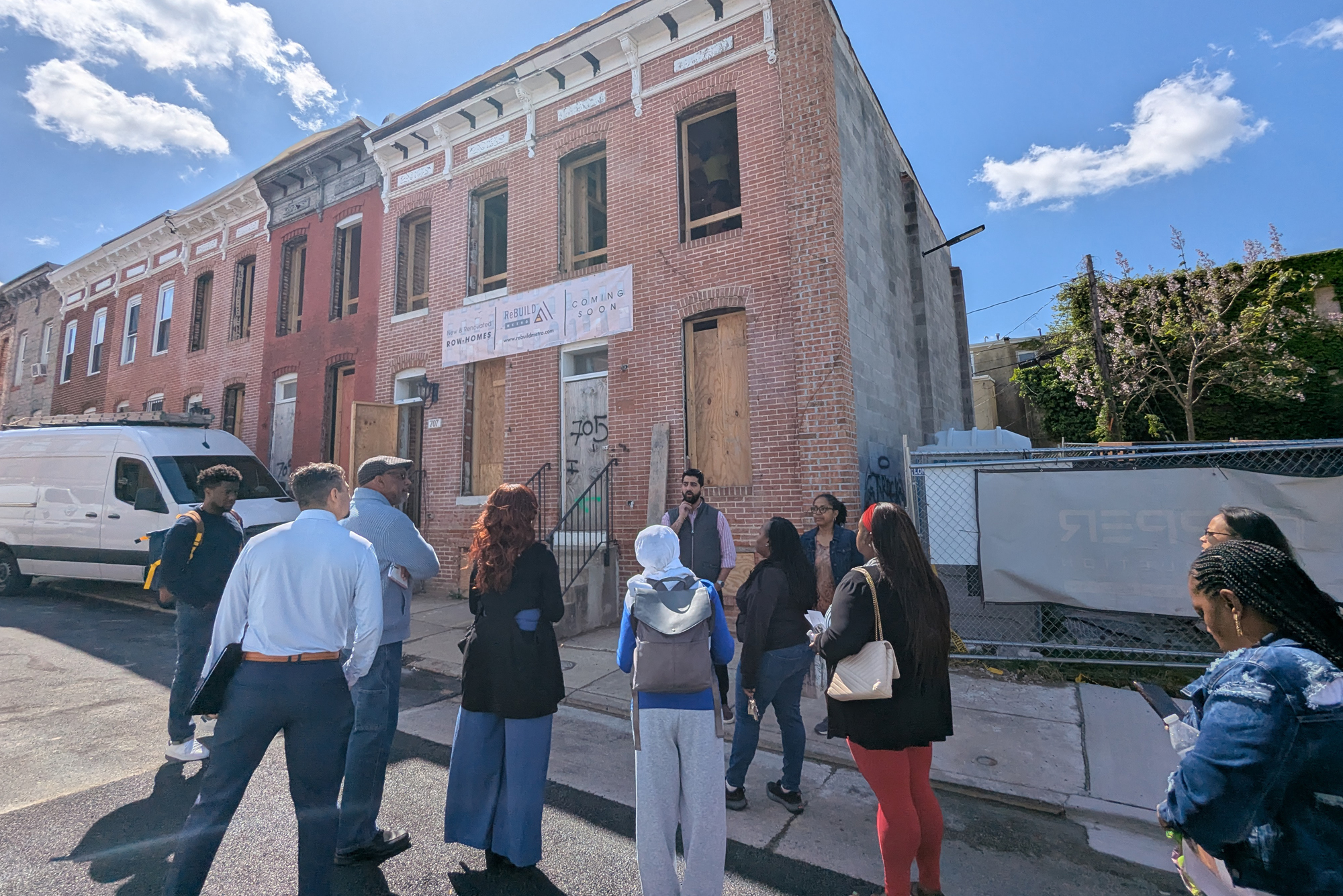 Students learning about a Baltimore neighborhood