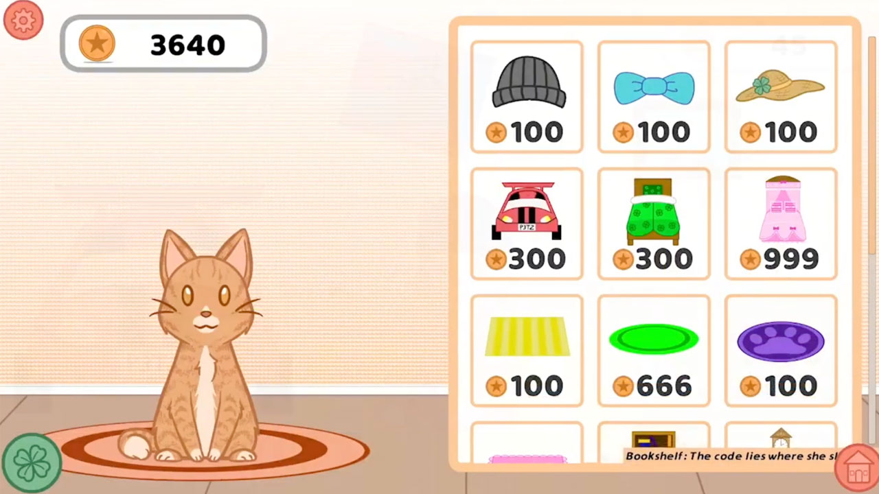 A screenshot of a student-designed game shows an animated cat and attire options.